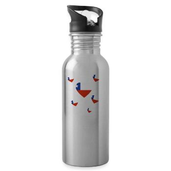 roots home country wurzeln geschenk Chile - Trinkflasche mit integriertem Trinkhalm - Lightsilver - Rechts