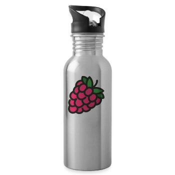 raspberry rasperry fruit veggie vegetables fruits14 - Water bottle with straw - silver - Right
