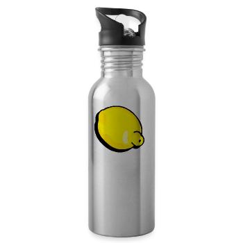 lemon lime lemon citrus veggie vegetable fruits - Water bottle with straw - silver - Right