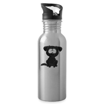 Schwarzer Labrador - Trinkflasche mit integriertem Trinkhalm - Lightsilver - Rechts