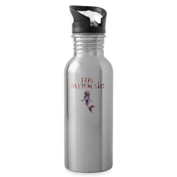 His Mermaid Partner Partnershirt Liebe Geschenk - Trinkflasche mit integriertem Trinkhalm - Lightsilver - Rechts