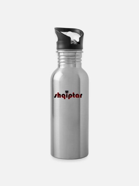 Albania - Trinkflasche mit integriertem Trinkhalm - Lightsilver