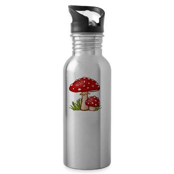 mushrooms mushrooms fungi veggie vegetables vegetables112 - Water bottle with straw - silver - Right