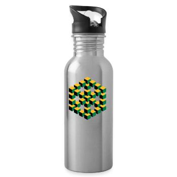 unmögliche Figur Escher Würfel Geometrie Phantasie - Trinkflasche mit integriertem Trinkhalm - Lightsilver - Rechts