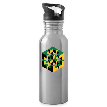 unmögliche Figur Escher Würfel Geometrie Phantasie - Trinkflasche mit integriertem Trinkhalm - Lightsilver - Rechts