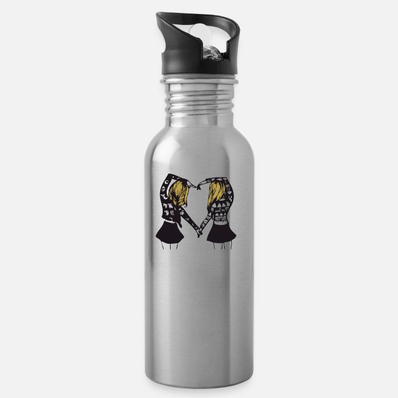 Queen - Queen - Partnerlook - BFF - BGF - Geschenk - Trinkflasche mit integriertem Trinkhalm - Lightsilver