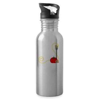 spaghetti pasta nudeln lasagne macaroni noodles24 - Trinkflasche mit integriertem Trinkhalm - Lightsilver - Rechts