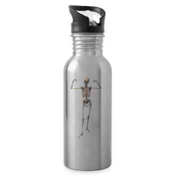 skeleton bone man - Trinkflasche mit integriertem Trinkhalm - Lightsilver - Rechts