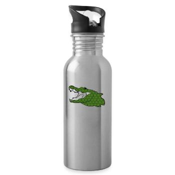 Krokodile Nilkrokodil Alligator Reptil Geschenk - Trinkflasche mit integriertem Trinkhalm - Lightsilver - Rechts