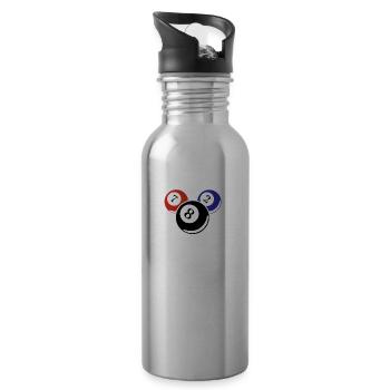 Billard Meister Kugeln Billiard - Trinkflasche mit integriertem Trinkhalm - Lightsilver - Rechts