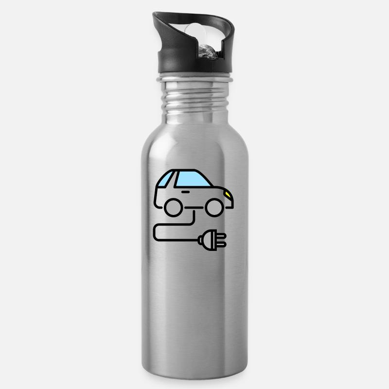 Elektroauto - Trinkflasche mit integriertem Trinkhalm - Lightsilver