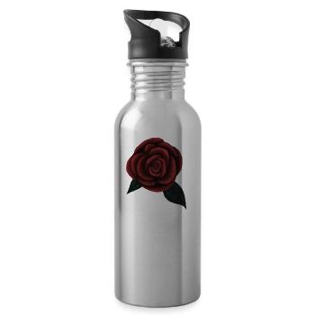 One rose - Water bottle with straw - silver - Right