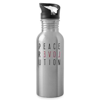 Peace Love Revolution - Trinkflasche mit integriertem Trinkhalm - Lightsilver - Rechts
