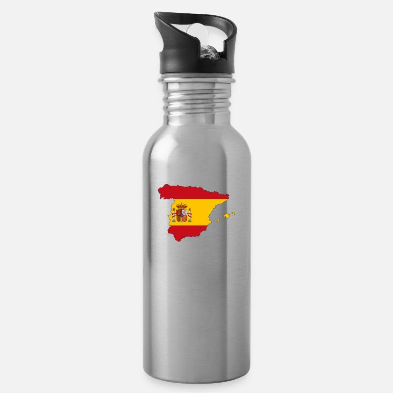 Espagne Espana Espagne Chemise - Gourde avec paille intégrée - argent clair