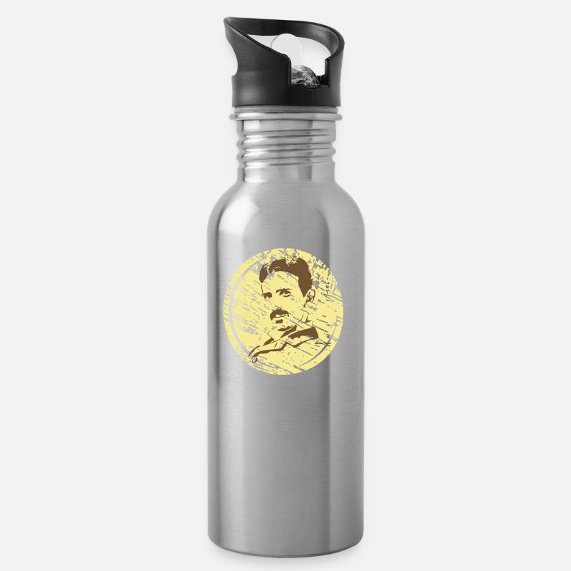 tesla9 - Water bottle with straw - silver
