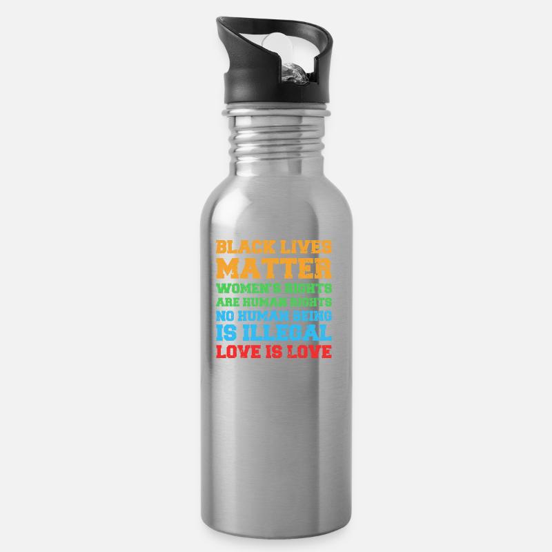 Menschenrechte Gleichberechtigung Statement - Trinkflasche mit integriertem Trinkhalm - Lightsilver
