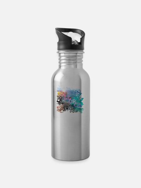 Mallorca - Trinkflasche mit integriertem Trinkhalm - Lightsilver