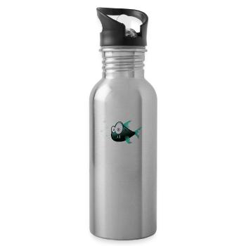 Fisch, Geschenk, Idee - Trinkflasche mit integriertem Trinkhalm - Lightsilver - Rechts