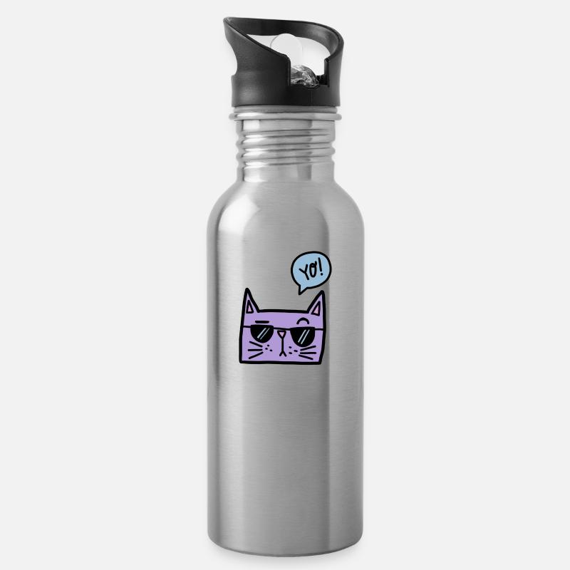 Cool CAT - Trinkflasche mit integriertem Trinkhalm - Lightsilver