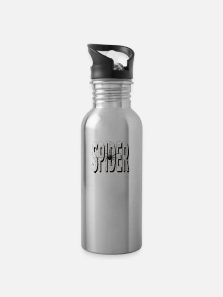 Spider Spinne Spinnennetz - Trinkflasche mit integriertem Trinkhalm -