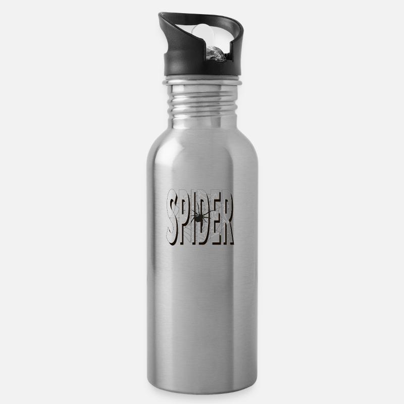 Spider Spider Spider Web - Water bottle with straw - silver