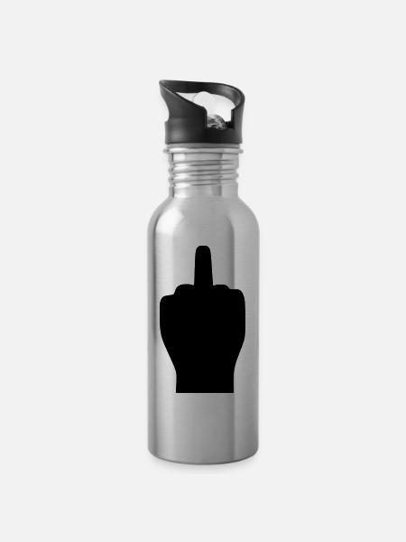 Finger-Gruß - Trinkflasche mit integriertem Trinkhalm - Lightsilver