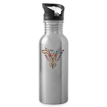 Silhouette abstraite colorée Phoenix - Gourde avec paille intégrée - argent clair - Droite