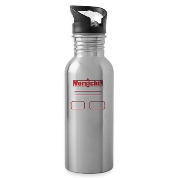 Lustiger Spruch über Rentner - Trinkflasche mit integriertem Trinkhalm - Lightsilver - Rechts