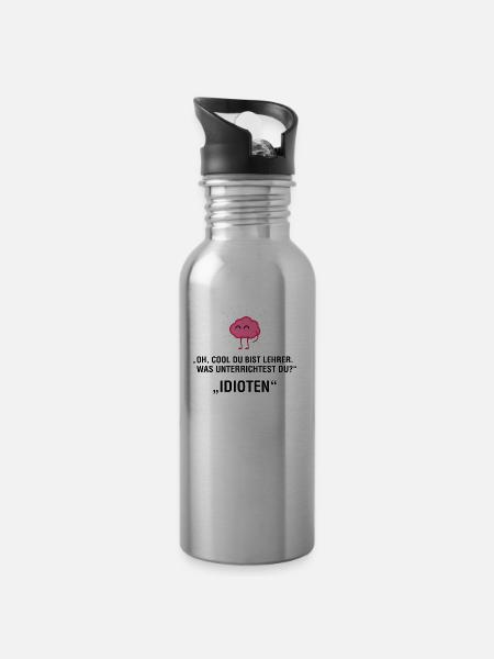 LEHRER - Trinkflasche mit integriertem Trinkhalm - Lightsilver