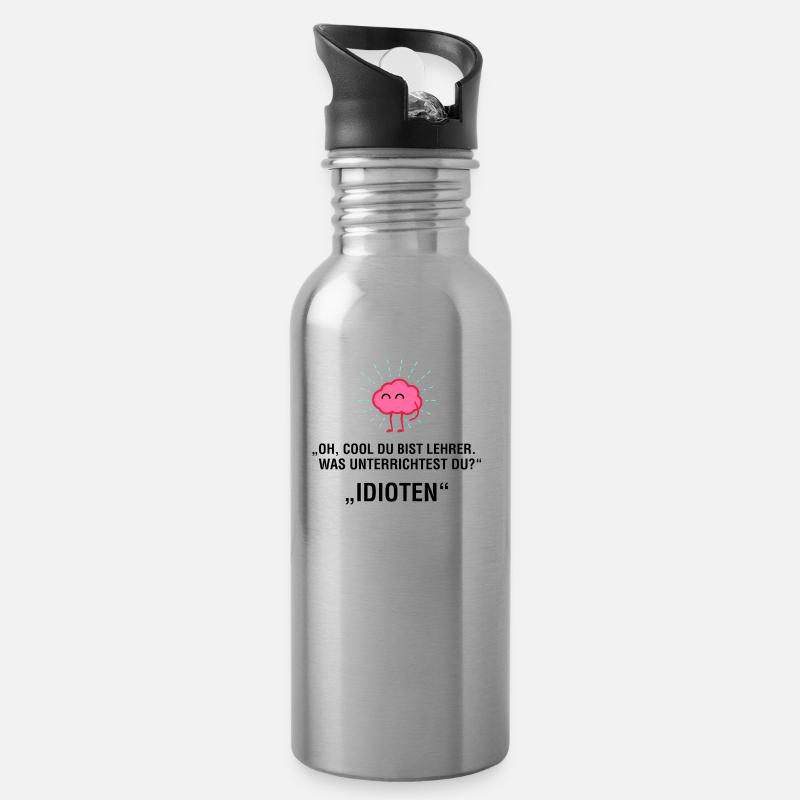 LEHRER - Trinkflasche mit integriertem Trinkhalm - Lightsilver