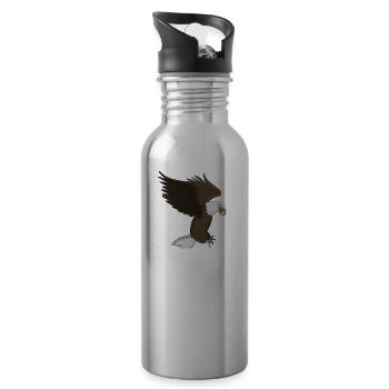 Adler - Trinkflasche mit integriertem Trinkhalm - Lightsilver - Rechts