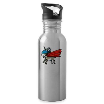 Super Ziege Superziege Superheld Geschenk Lustig - Trinkflasche mit integriertem Trinkhalm - Lightsilver - Rechts