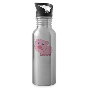 piglet - Water bottle with straw - silver - Right