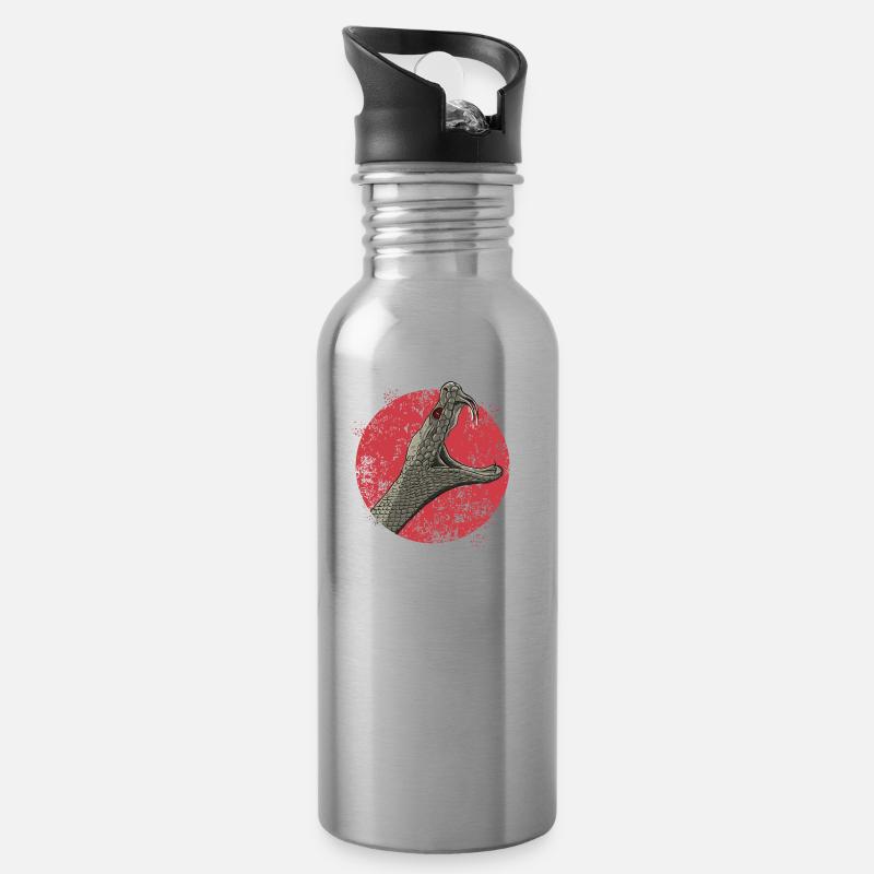 Klapperschlange in graubraun - Trinkflasche mit integriertem Trinkhalm - Lightsilver