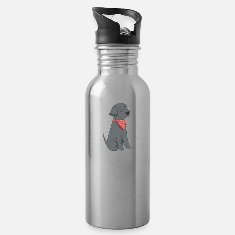 Hund - Trinkflasche mit integriertem Trinkhalm - Lightsilver