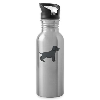Cute Dog - Water bottle with straw - silver - Right