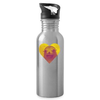 I love seals - Water bottle with straw - silver - Right