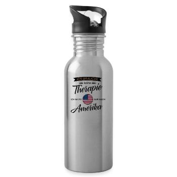 America - Water bottle with straw - silver - Right