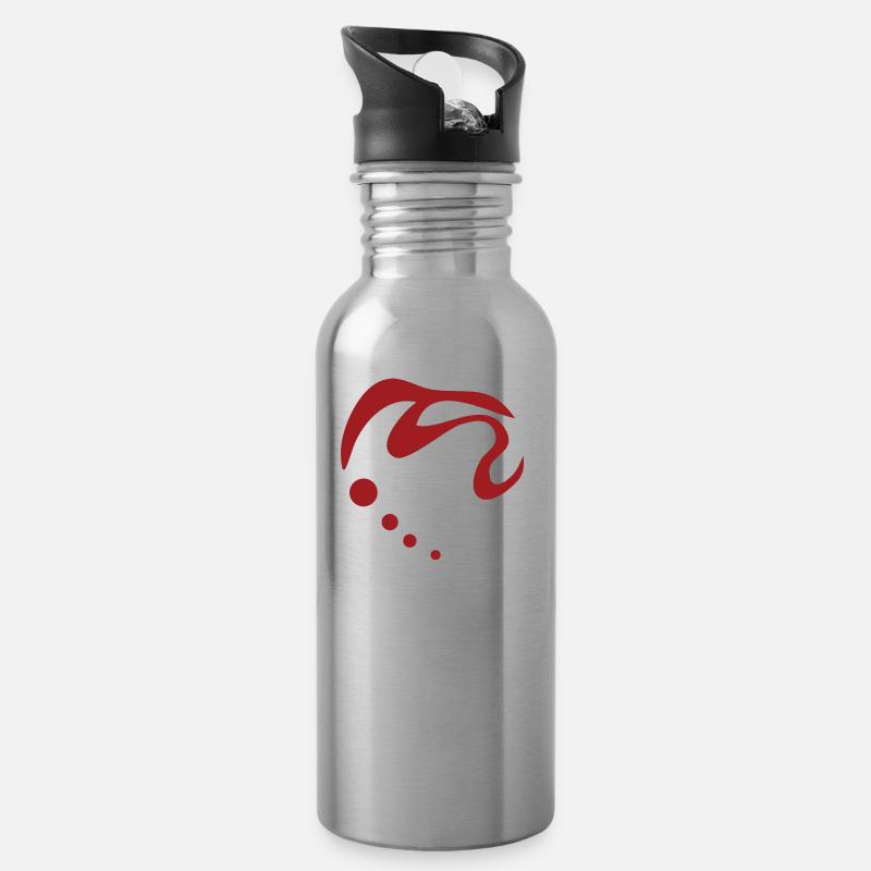 Dynamisches rot - Trinkflasche mit integriertem Trinkhalm - Lightsilver