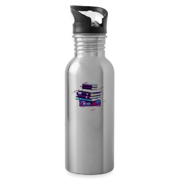 Buch lesen 80er Retro Violett - Trinkflasche mit integriertem Trinkhalm - Lightsilver - Rechts