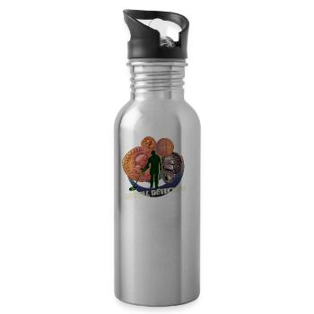 Sondengänger bei der Schatzsuche - Trinkflasche mit integriertem Trinkhalm - Lightsilver - Rechts