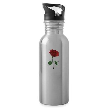 La rose 3D - Gourde avec paille intégrée - argent clair - Droite
