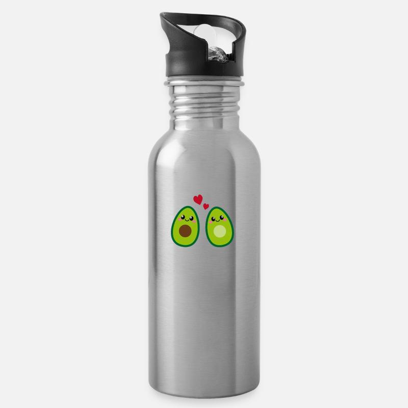 Avocado - Trinkflasche mit integriertem Trinkhalm - Lightsilver
