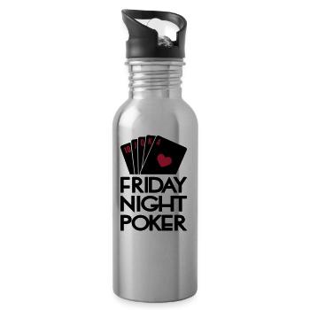 Friday Night Poker - Trinkflasche mit integriertem Trinkhalm - Lightsilver - Rechts