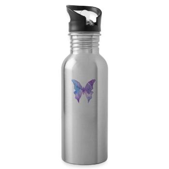 Galaxy Butterfly - Water bottle with straw - silver - Right
