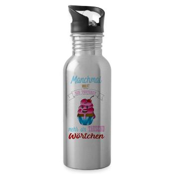 Törtchen. - Trinkflasche mit integriertem Trinkhalm - Lightsilver - Rechts