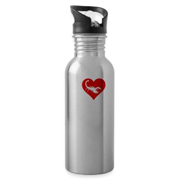 I love scorpions, Skorpione weiß, rotes Herz - Trinkflasche mit integriertem Trinkhalm - Lightsilver - Rechts