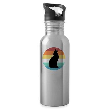 loup - Gourde avec paille intégrée - argent clair - Droite