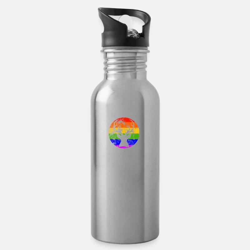 LGBT Weihnachten Christmas "Oh deer queer is here" - Trinkflasche mit integriertem Trinkhalm - Lightsilver