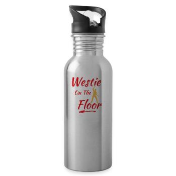 Westie on the floor West Coast Swing Geschenk - Trinkflasche mit integriertem Trinkhalm - Lightsilver - Rechts